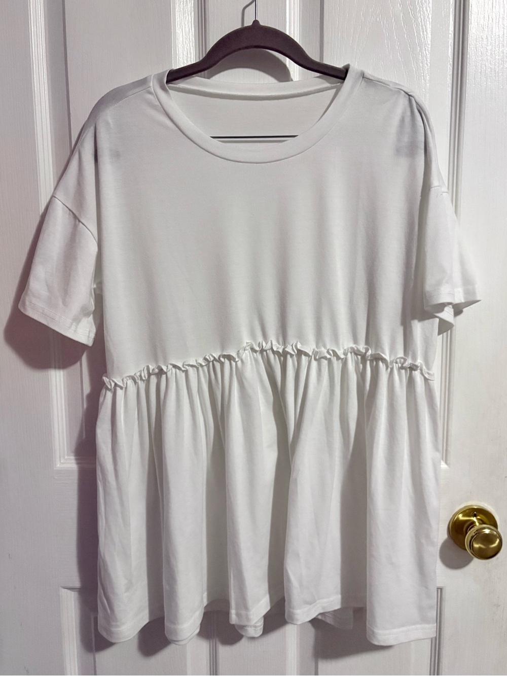 White Babydoll Ruffle Short Sleeve Top